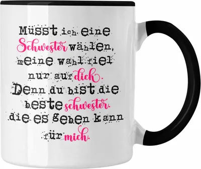 Produktbild von Trendation - Geschenk Für Die Beste Schwester Der Welt Tasse Geschenkidee Geburtstag Schwestern (Schwarz)