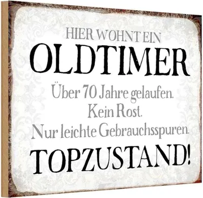 Produktbild von vianmo Holzschild 12x18 cm hier wohnt Oldtimer über 70 Dekoration