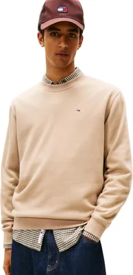 Produktbild von Tommy Jeans Herren Sweatshirt Regular Fit Flag Fleece Rundhalsausschnitt, Beige