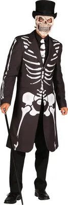 Produktbild von Skelett Kostüm Halloween Mantel Knochen Gehrock für Herren