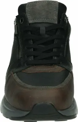 Produktbild von Mephisto Herren Sneaker Schwarz mit seitlichem Reißverschluss und braunen Akzenten