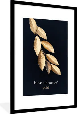 Produktbild von MuchoWow® MuchoWow® Gerahmtes Poster Zitat - Gold - Blätter 60x90 cm - Poster mit zchwarzem Bilderrahmen - Dekoration - Wandposter Wohnzimmer - Hochwertig