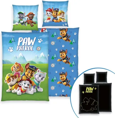 Produktbild von Herding Kinder-Wendebettwäsche Paw Petrol" blau 1x 135x200 cm + 1x 80x80 cm"
