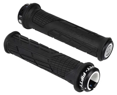 Image de Poignées de vélo de montagne, antidérapantes, en caoutchouc, à verrouillage unique, noires, pour guidons de 20 à 23 mm