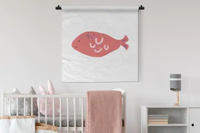 Produktbild von MuchoWow® Wandteppich Wandbehang Pastell - Fisch - Rosa 90x90 cm Tapisserie Dekoration Wandtuch - Wandaufhänger
