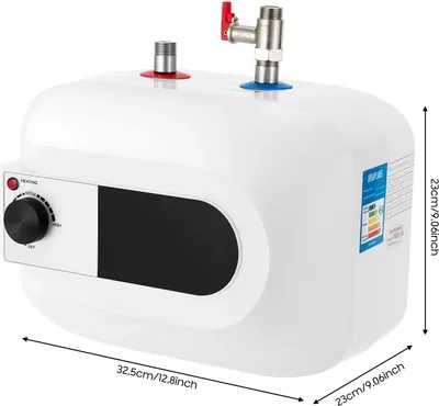 Image de Réservoir électrique de chauffe-eau - 6L, 1500W - Chauffage rapide de l'eau, 220V - Température : 30–65°C - Raccordement d'arrivée d'eau en haut - Blanc