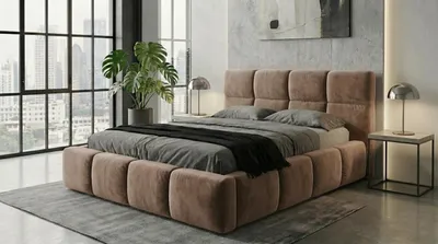 Produktbild von Polsterbett VELUNO -OM 160 x 200 cmmit Matratze und Bettkasten. Farbe: Braun