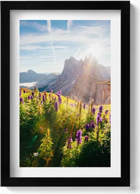 Produktbild von Dolomitenlandschaft– Wandbild mit Rahmen – Gerahmtes Bild  – Wanddekoration – 20x30 cm – Schwarz