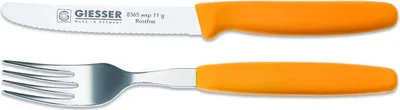 Produktbild von Giesser Messer Besteckset Essgabel + Tomatenmesser 11cm Welle scharf Farbe - gelb