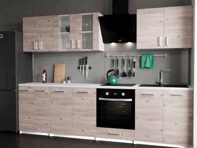 Produktbild von Roe Furniture | Küchenzeile - 280 cm - DunkelBraun (Sonoma) - Einbauküche, Küchenblock, Singleküche, Singleküchenblock, Küchen - Tischplatte Weiß