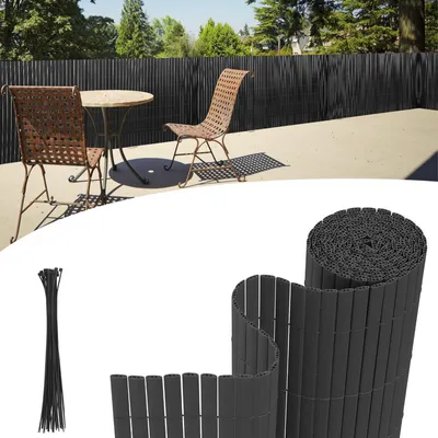 Produktbild von PVC Sichtschutzmatte UV-Schutz Sichtschutzzaun Balkon Terrasse Windschutz Sichtschutz Outdoor Balkonverkleidung Wetterfest für Balkon Garten Markise Zaun Terrasse Grau 80x700cm