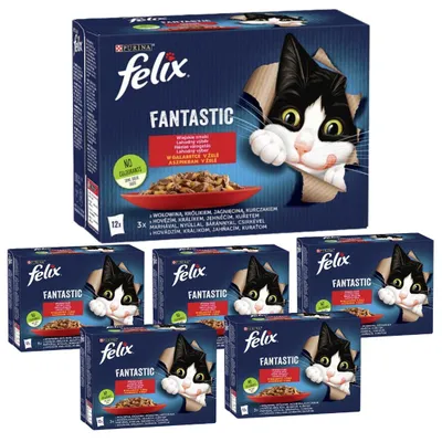 Zdjęcie produktu dla Karma dla kota Felix Fantastic wiejskie smaki w galaretce 1,02 kg (12 x 85 g) x 6 opakowań