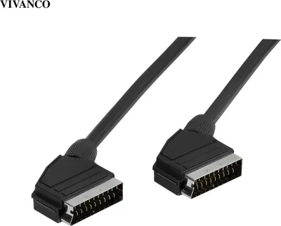 Produktbild von VIVanco™Hochwertiges Scart Kabel, 21 polig, kompatibel mit DVD Player, Videorecorder und Spielekonsole, Voll geschirmt, Schwarz, 0,75m