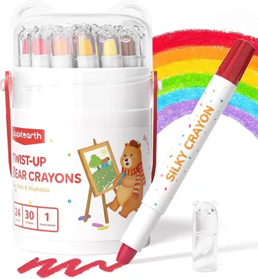 Image de Crayons de couleur Waspotloden, petits, 24 couleurs, lavables, non toxiques