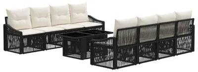 Produktbild von vidaXL Gartensofa-set 9 stk. Schwarz und Cremeweiß Poly-Rattan