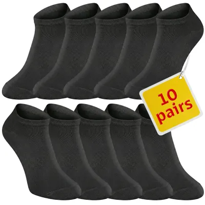 Produktbild von 10 Paar schwarze kurze Herren-Fußsocken aus Bambus, Größe 43–46