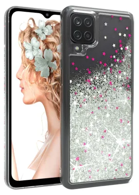 Produktbild von EAZY CASE - Glitzer Hülle kompatibel mit  Samsung Galaxy A12 Glitzer Schutzhülle, Soft Case, Backcover Transparent mit Motiv