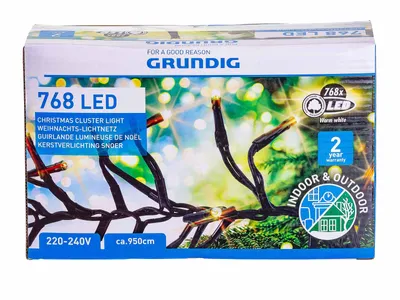Produktbild von Grundig LED-Weihnachts-Lichtnetz Cluster 768 LED 08607 kaltweiß