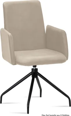 Produktbild von Armlehnstuhl drehbar (8er-Set) Djanna 52x92x60 Schwarz/Natur