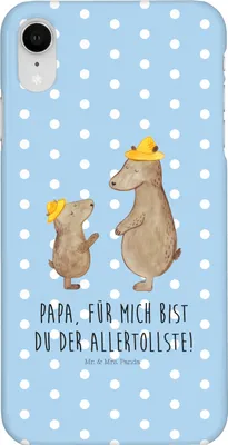 Produktbild von Mr. & Mrs. Panda Iphone XR Handyhülle Bären mit Hut - Blau Pastell - Geschenk, Sohn, Handy Case, Vatertag, Premium Kunststoff, Muttertag, Kinder, Family