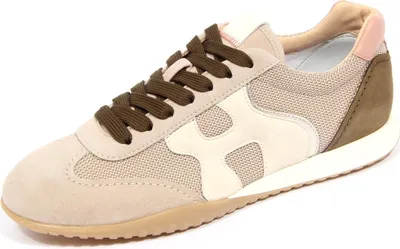 Produktbild von G4792 sneaker donna HOGAN OLYMPIA-Z beige/grün/rosa Wildleder/Stoff Schuh Frau