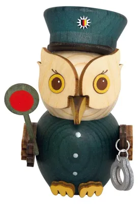 Produktbild von Drechslerei Kuhnert - Mini-Eulen aus Holz - Polizist - ca. 7 cm groß - als Dekoration oder Geschenk geeignet