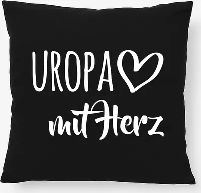 Produktbild von Huuraa Kissen Uropa mit Herz 40x40cm mit Füllung Black Baumwolle Dekokissen Geschenkidee