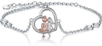 Produktbild von Schwester Herz Unendlichkeitszeichen Armband 925 Sterling Silber Freundschaft Geschenk 23,5 cm