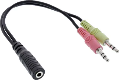 Produktbild von InLine® Audio Headset Adapterkabel, 2x 3,5mm Stecker an 3,5mm Buchse OMTP, 0,15m