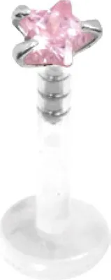 Produktbild von Labret Bioplast Lippen Piercing Aufsatz Silber Stern Zirkonia 3mm - L. Rosa FLSAJS - 10.0 Millimeter