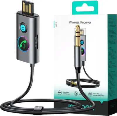 Immagine prodotto di Ricevitore audio Bluetooth per auto Joyroom Aux da 3,5 mm con microfono - Grigio
