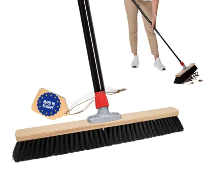 Produktbild von Novaliv Großer Besen Saalbesen 60 cm mit Stiel Borsten Kunstborsten besen fein mit stiel Ideal als Werkstattbesen Hallenbesen Industriebesen Hausbesen Kehrbesen Zimmerbesen Haarbesen Besen groß