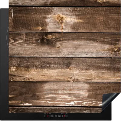 Produktbild von KitchenYeah© Herdabdeckplatte Regale - Holz - Dunkel , 78x78cm, Küche Deko, Glaskeramikkochfeld Herdabdeckung, Abdeckplatte fùr Kochfeld