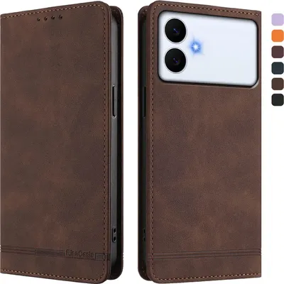 Immagine prodotto di Custodia per Samsung Galaxy S26 Edge, custodia retro in Finto cuoio con supporto e slot per carte di credito Marrone
