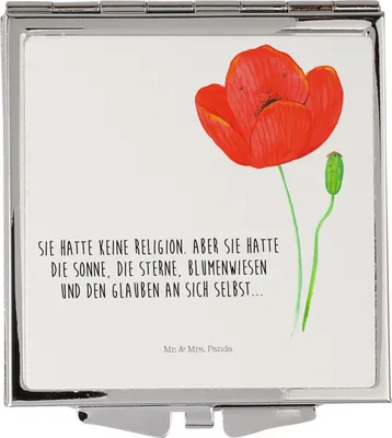 Produktbild von Mr. & Mrs. Panda Schminkspiegel Blume Mohnblume - Weiß - Geschenk, klein, Motivation, Glaube, Mohn, Kosmetikspiegel, Respekt, Mini Spiegel, Religion, Garten, Reisespiegel