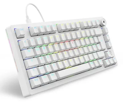 Produktbild von Sharkoon SGK25, 75%, Kabelgebunden, USB, QWERTZ, RGB-LED, Weiß