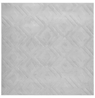 Produktbild von BELIANI Teppich Grau Stoff Quadratisch 160 x 160 cm Geometrisches Muster Jacquard Rutschfest Modern für Fußbodenheizung Wohnzimmer Schlafzimmer