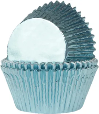 Produktbild von 24 Muffinförmchen Metallic hellblau