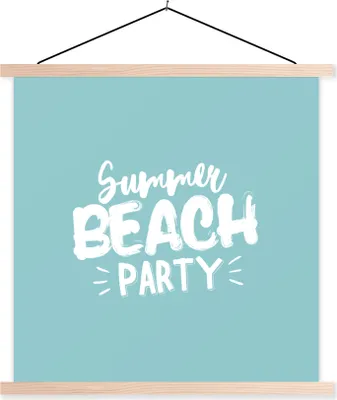 Produktbild von MuchoWow® Textilposter Blau - Sommer - Weiß 60x60 cm mit holzfarbenen Rahmen - Wanddekoration