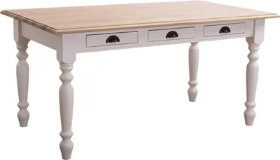 Produktbild von Casa Padrino Landhausstil Esstisch mit 3 Schubladen Creme / Naturfarben - Verschiedene Größen - Küchenmöbel im Landhausstil