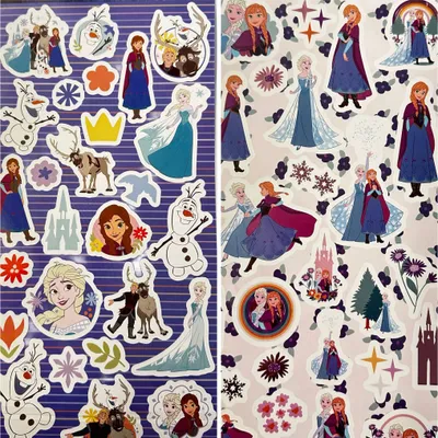 Produktbild von Frozen Eiskönigin Aufkleber 2 Bögen mit Anna, Elsa, Olaf und seine Freunde über 50 Sticker blau pink