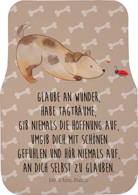 Produktbild von Mr. & Mrs. Panda Fußmatte Fürs Auto Hund Marienkäfer - Hundeglück - Geschenk, Wunder, Auto-Fußmatte, Hunde, Mischlingshund, Positiv, Träume, Automatte, Teppich, Sprüche