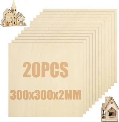 Immagine prodotto di 20 pannelli di legno di tiglio, dimensioni 300 x 300 mm, ideali per progetti creativi