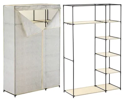 Produktbild von MSV Kleiderschrank Stoffschrank Faltschrank Stoffkleiderschrank Vlies grau 110 x 45 x 174.5 cm