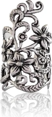 Produktbild von Ear Cuff Chirurgenstahl mit Blumen und Blättern