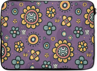 Produktbild von MuchoWow® Laptop Hülle 13 Zoll Mädchen - Schmetterling - Pflanzen - Muster - Mädchen - Kinder - Kinder Laptoptasche - Laptophülle - Sleeve - Rundumschutz