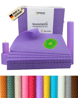 20 Bienenwachsplatten lila 20x15 cm, reines Bienenwachs, Honigduft