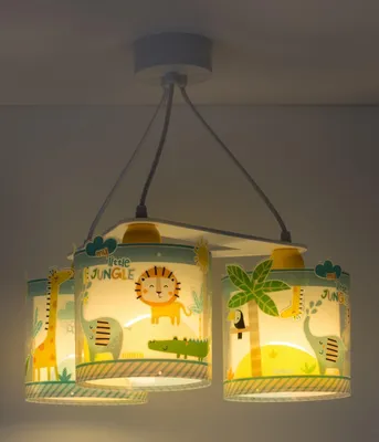 Immagine prodotto di Lampada da soffitto a sospensione per bambini 3 luci Little Jungle animali jungla