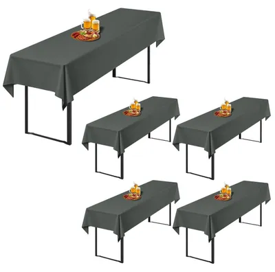 Image de Housses de table en polyester, couleur anthracite, lot de 5, dimensions 250 x 100 cm, universelles pour tables de bière de 50/70 cm