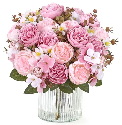 Image de Pénuries artificielles - Bouquet de fleurs artificielles - Décoration - Rose - 2 pièces